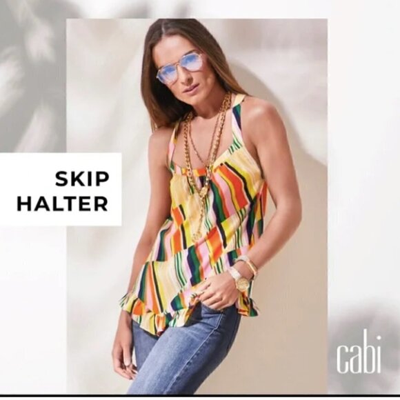 CAbi Tops - CAbi #5979 Skip Halter strappy summer blouse